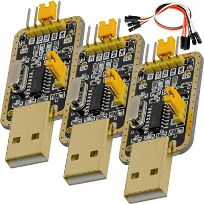 Image of AZDelivery UART TTL USB Adapter 3.3V 5V CH340G Interface Converter Module, with 20cm Jumper Cable, compatible Arduino Including E Book! (Pack of 3)