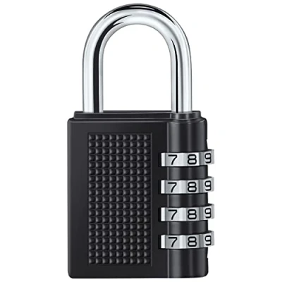 Image of Vinabo Cadenas à Combinaison 4 Digits, Number Padlock Code, Combination Lock for Gym, School, Gate, Shed, Garage, Storage, Luggage Lockers and Tool Box, Black