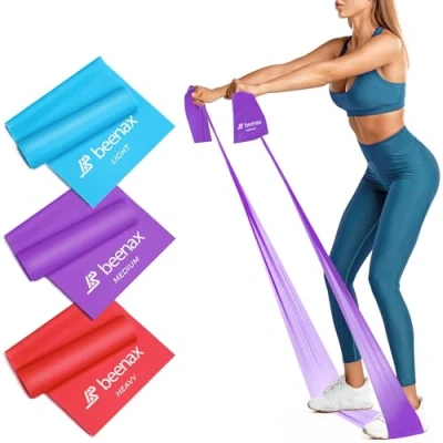 Image of Beenax Resistance Band for Men &amp; Women Exercise to Build Muscle, Flexibility, Strength Pilates, Yoga, Rehab, Stretching, Fitness, Gym, Physio, Training and Workout