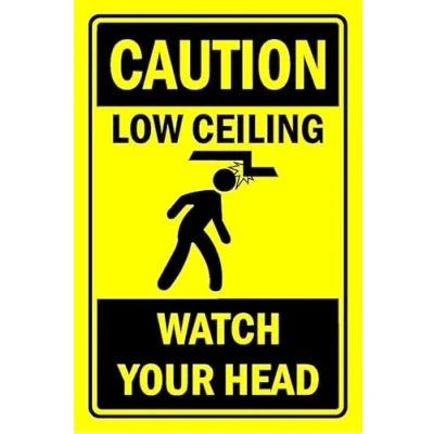 Image of Caution low ceiling watch your head safety sign Self adhesive sticker (300mm x 200mm)
