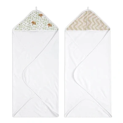 Image of aden + anais Tanzania Hooded Towel Pack of 2 100% Cotton Terry with Muslin Hood, Soft Bath &amp; Shower Wrap for Babies Gift Set Baby Girls Boys Wash Essentials Newborns Toddlers