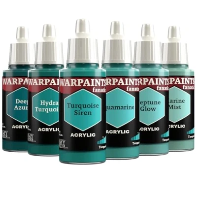 Image of The Army Painter, Warpaints Fanatic Flexible Triad: Turquoises, 6 x 18 ml acrylic paints Miniature quality hobby paint for Dungeons and Dragons (DnD) &amp; Warhammer Miniatures