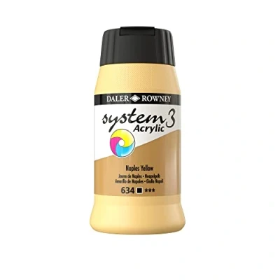 Image of Daler Rowney System3 Acrylic Paint, Plastic Pot, 16.91oz 500 ml, Naples Yellow