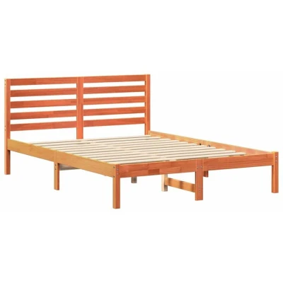 Image of With Headboard Wax brown 120 x 200 cm Solid pine wood Vidaxl
