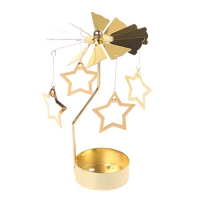 Image of FUNCOCO Candle Holder, Spinning Rotary Carousel Tea Light Holder Stand Gift Wedding Decor Star