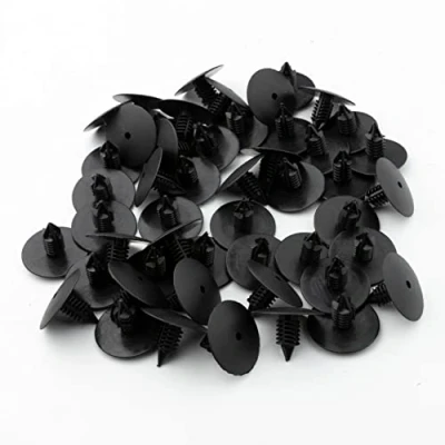 Image of 50pcs Black Plastic Fender Liner Splash Guard Wheel Arch Lining Trim Panel Fastener Rivet Clips Compatible with Renault Clio MK2, MK3, Scenic MK1, Megane, Trafic