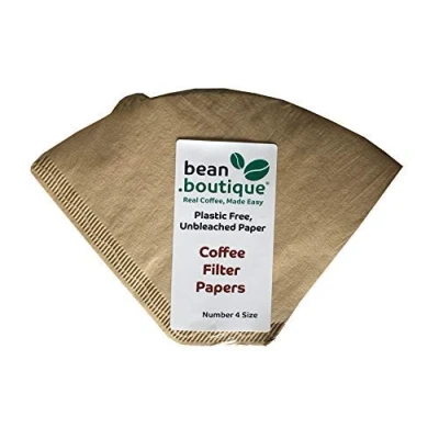 Image of Bean.boutique Coffee Filter Papers/Cones, Plastic Free, Compostable, Unbleached Paper, Biodegradable, Size 4, 4 Cup, 40