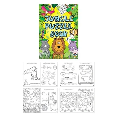 Image of Anilas Complete Jungle Themed 10 Party Bag Fillers &amp; Favours Mini Colouring Puzzle Activity Books. (Ideal for Children Aged 3 8)