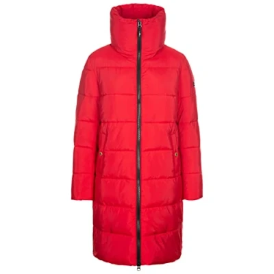 Image of Trespass Womens Longer Length Coat Casual Jacket Padded Deep Collar Faith Red XXS