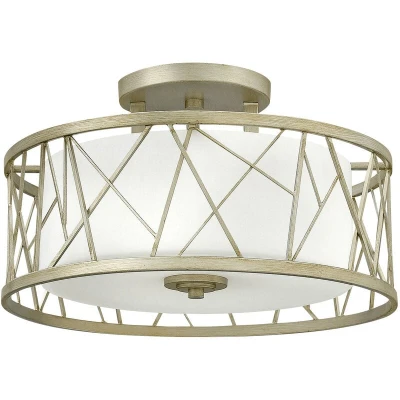 Image of Nest 3 Light Semi Flush Ceiling Silver Leaf, E27