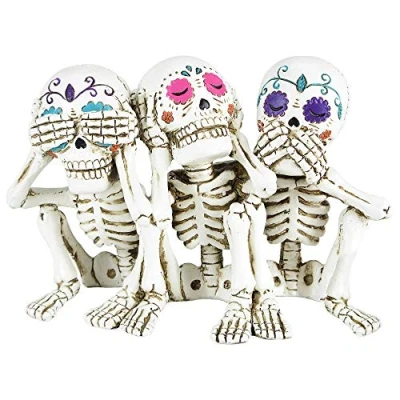 Image of Nemesis Now Three Wise Calaveras Skeleton Figurine 20.3cm, Polyresin, White, One Size