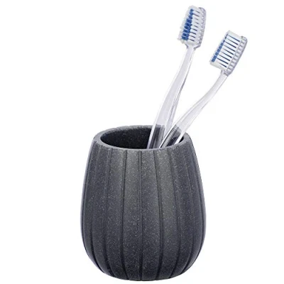 Image of WENKO Cantaloup Anthracite Toothbrush Holder for Toothbrushes and Toothpaste, Polyresin, 9 x 10 cm,