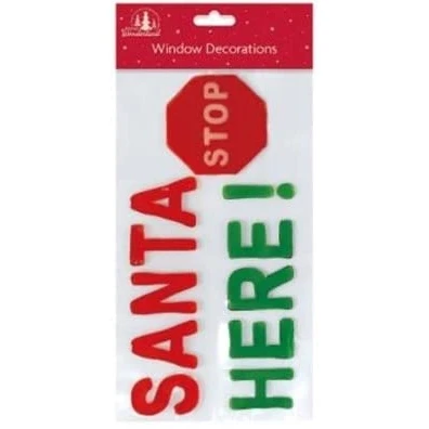 Image of Tallon International Christmas Gel Window Sticker Clings Decoration (Santa Stop Here (22008)), Multi