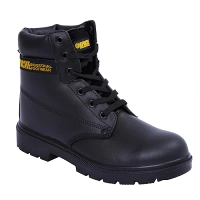 Image of Apache AP300 Safety Boot Black Size 7 UK Water Resistant Leather Steel Toe Cap Midsole Protection Durable Outsole Padded Collar and Tongue