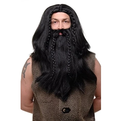 Image of Wig ME UP Party/Fancy Dress/Halloween black &amp; Beard Erik Viking Chieftain Barbarian Berzerker Dwarf