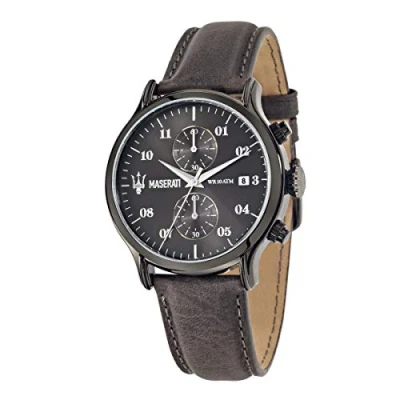 Image of Men&#039;s Watch, EPOCA Collection, Made of Stainless Steel, Gun pvd, Leather R8871618002