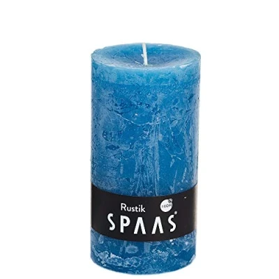 Image of Spaas 8 Rustic Unscented Pillar Candles 70/130 mm, ± 60 Hours, Turquoise