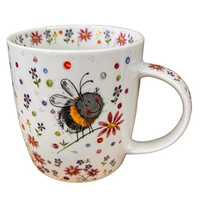 Image of Alex Clark Bees Mug Wildlife Flowers Original Artwork Cup for Bee Lovers Gift Ideas Perfect Coffee &amp; Tea Vegan Friendly Designed in The UK...