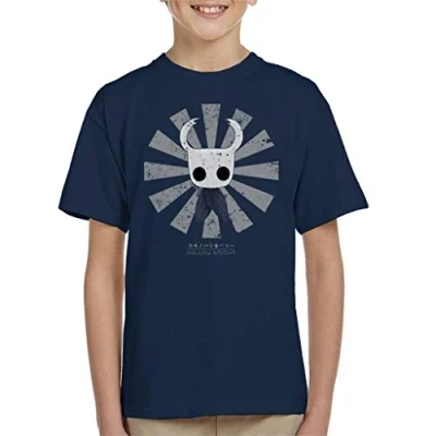 Image of Cloud City 7 Hollow Knight Retro Japanese Kid&#039;s T Shirt Navy Blue