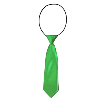 Image of DonDon Children Tie with Elastic Band Silk Look One Size Fits All Green