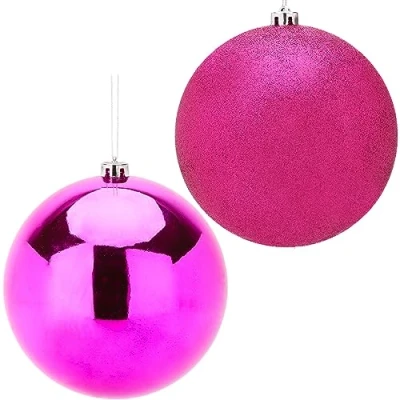 Image of Christmas Concepts® Pack Of 2 200mm Baubles Shiny &amp; Glitter Design Giant (Hot Pink)