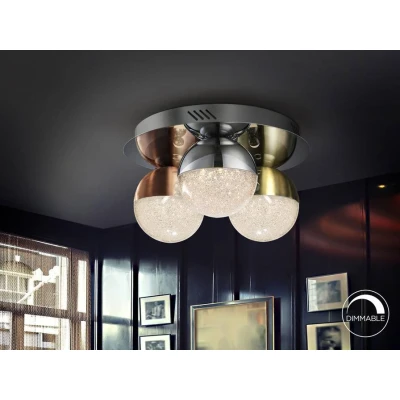 Image of Sphere Integrated LED Dimmable Flush Ceiling Light Chrome, Brass, Copper