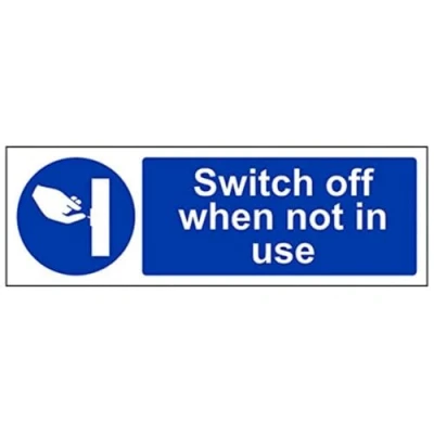 Image of V Safety Switch Off When Not In Use Sign 300mm x 100mm 1mm Rigid Plastic
