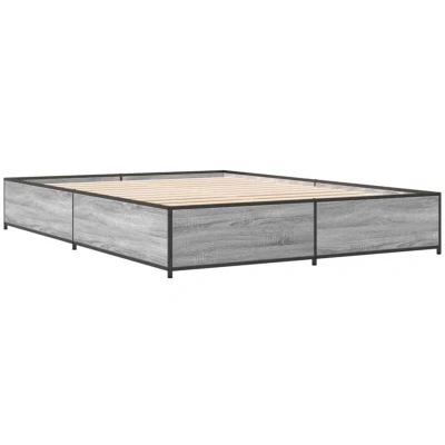 Image of vidaXL Bed Frame without Mattress Grey Sonoma 135x190 cm Double