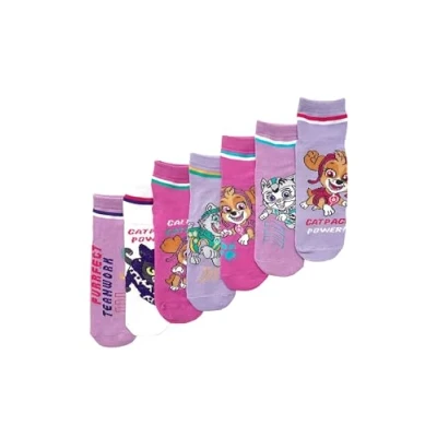 Image of ONOMATO! Paw Patrol Skye Cat Pack Power Kids Girls Seaker Socks Set 7 Pairs (DE/NL/SE/PL, Numeric, 31, 34, Regular)