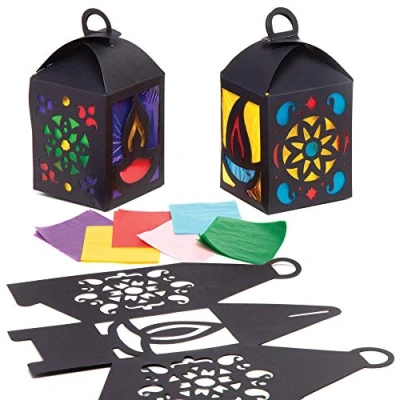 Image of Baker Ross AT105 Diwali Lantern Kits Pack of 4, Kids Lanterns to Design and Decorate, Ideal Arts Crafts Projects