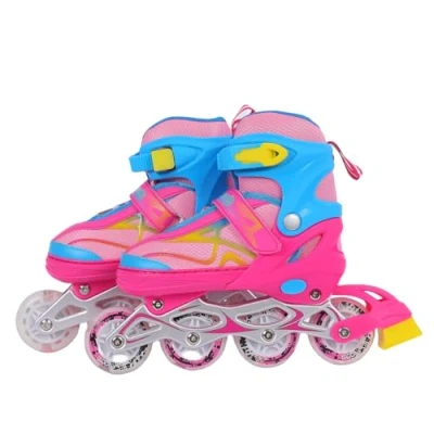 Image of Endless EL1027 Inline Adjustable Skates Aluminium Chassis and 70 mm PU Wheels All Flash, ABEC 7 Bearings, Pink, Blue