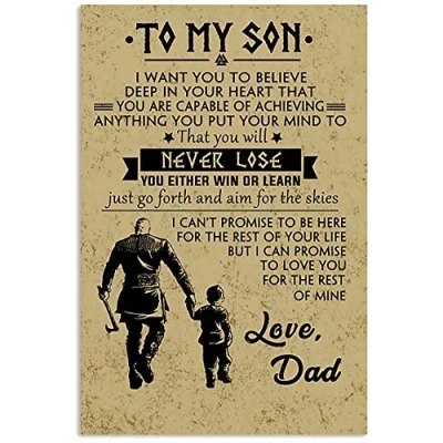 Image of Inga To My Son From Viking Dad Poster Awesome Wall Decor Artwork For Decoration Metal Sign 8x12 inches