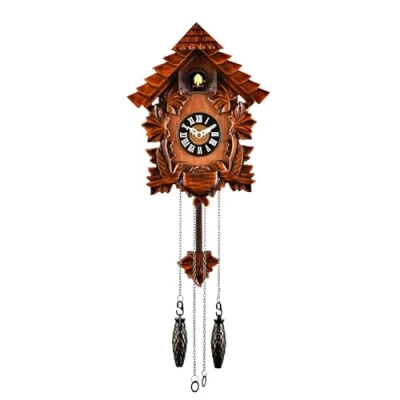 Image of Traditional Cuckoo Wall Quartz Clock by Widdop &amp; Bingham,Brown,28 cm