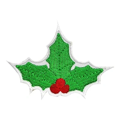 Image of Holly Patch, Christmas Tree Embroidered Iron on Sew Patch Badge for Clothes etc. 7x5 cm