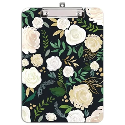 Image of Hnogri Plastic Clipboard A4, Fashion Design A4 Letter Size Clipboards &amp; Forms Holders for Office Supplies Lawyers,School Students and Kids, Low Profile Clip Cute Folder, Carnation