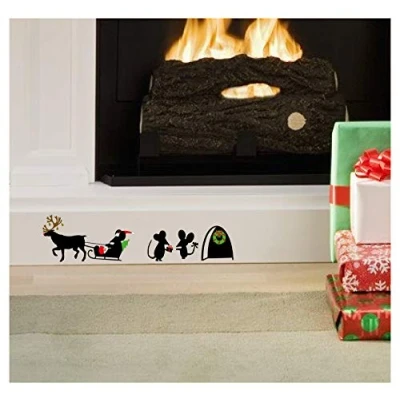 Image of Epic Modz Christmas Mice Mouse Hole Removable Skirting Board Vinyl Decal Sticker Xmas Santa Cute Funny Wall Art Bedroom Living Room Lounge car Kids Childs Home Decoration