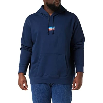 Image of Levi&#039;s Men&#039;s Standard Graphic Sweatshirt Hoodie, Mini Sportswear Dress Blues, S