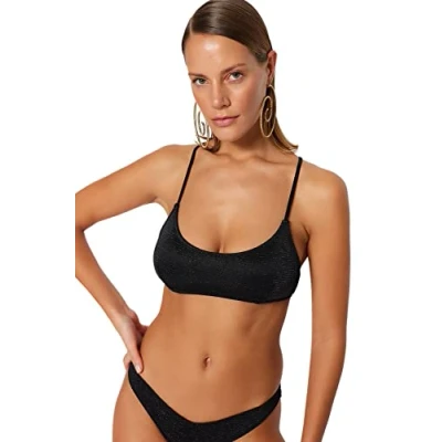 Image of Trendyol Woman Knit Bikini Top,Black,42