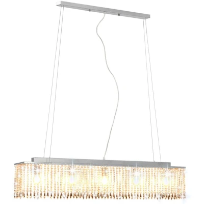 Image of vidaXL Ceiling Lamp with Crystal Beads Silver 104 cm E14