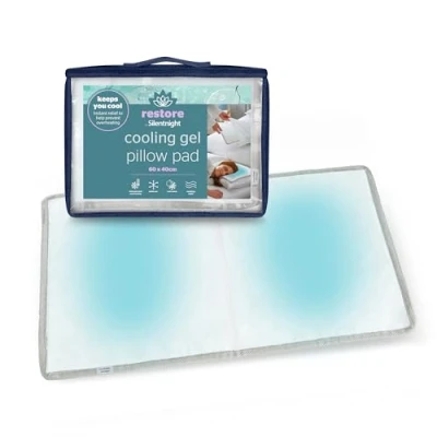 Image of Silentnight Restore Cooling Pillow Pad Mat Gel Cushion Insert for Night Sweats Sleeping Helps Absorb Body Heat, Prevent Overheating and Improve Sleep Quality 60x40cm