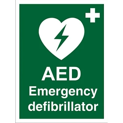 Image of Seco AED Emergency Defibrillator Sign, 200mm x 300mm Self Adhesive Vinyl
