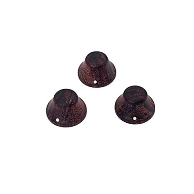 Image of Alnicov 3 Pack Wood Knobs Lp/Strat Style Bell Guitar Bass Top Hat With Indicator Dot Rose
