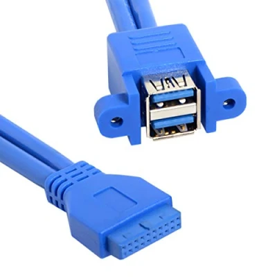 Image of Cablecc Stackable USB 3.0 Female Panel Type to Motherboard 20Pin Header Cable Dual Ports 50cm