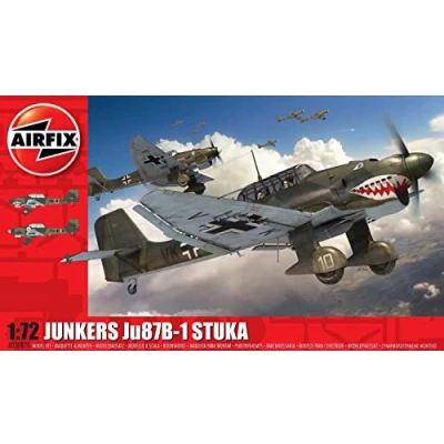 Image of Airfix Model Set A03087A Junkers Ju87 B 1 Stuka Building Kit Plastic Plane Kits for Adults &amp; Children 8+, Includes Sprues Decals 1:72 Scale
