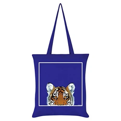 Image of Inquisitive Creatures Tiger Tote Bag Royal Blue 38 x 42cm