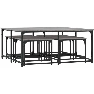 Image of vidaXL Nesting Coffee Tables 5 pcs Grey Sonoma Engineered Wood