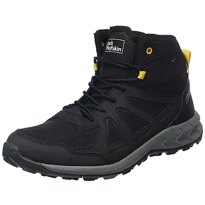 Image of Jack Wolfskin Men&#039;s Woodland 2 Texapore MID M Sneaker, Black/Burly Yellow XT, 10 UK