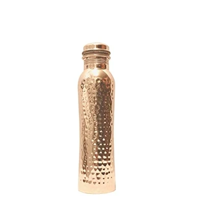 Image of Pure Hammered Copper Water Bottle 34 Oz Ayurvedic Leak Proof storage Vessel For Drinking Health Benefits, Sports, Yoga Birthday Gift Capacity 1 litre
