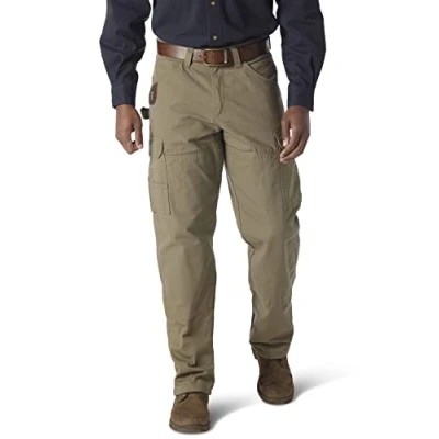 Image of Wrangler Men&#039;s Riggs Workwear Flannel Lined Ripstop Ranger Pant Work Utility, Bark, 34W x 30L