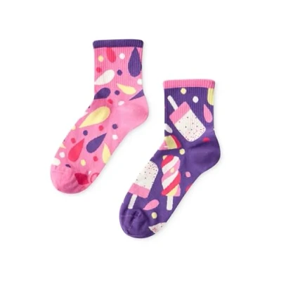 Image of Dedoles Unisex Socks for Women, Men &amp; Kids Cotton Funny Designs Football Bicycle Horses Plants Firefighter Gift Mismatched, Design: Frozen Treats, Colour: Pink, Size: 5 7.5 W / 6 8 M UK